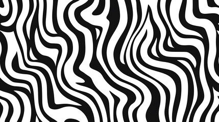 Aufkleber - Dynamic black and white doodle pattern, bold curved lines and swirls, seamless vector design