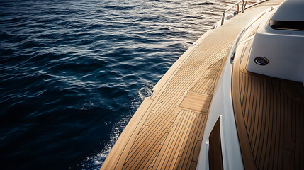 Poster - Background texture of teak wood deck, wood decking on a luxury yacht, Yachting concept