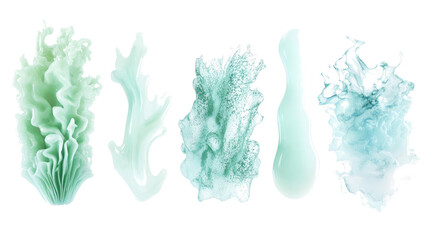 Wall Mural - Abstract Collection of Mint Green and Seafoam Blue Shapes Generative AI