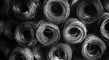 Poster - coils of steel or iron wire piled in the metalworking sector, annealing wire drawing