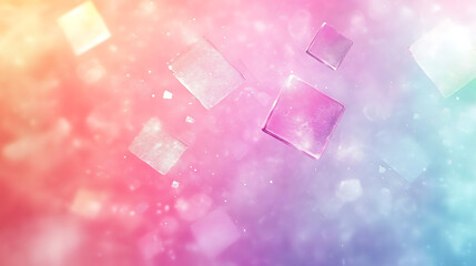 Aufkleber - Colorful pastel background with square shapes, shiny and glittering, soft, dreamy, playful, cheerful, whimsical