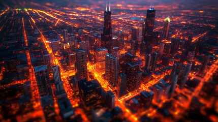 Aufkleber - dazzling chicago skyline illuminated at night vibrant cityscape photography