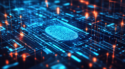 Aufkleber - digital online account verification process with fingerprint and photo id scanning concept illustration