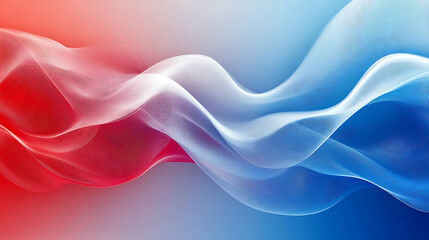 Leinwandbilder - Abstract red, white and blue vector background with flowing lines