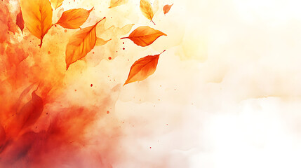 Poster - Autumn background with watercolor leaves and white space for text, beautiful autumn background with copy feminine spaces for decoration and design on the theme of fall season and nature
