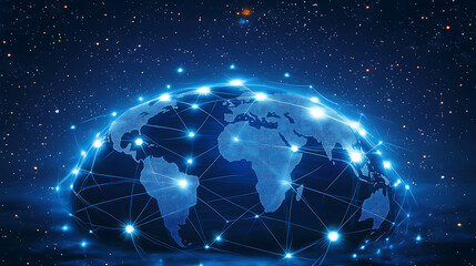 Poster - global business network connections corporate networking concept illustration digital art