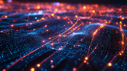 Aufkleber - global network of data transmission across usa map digital connectivity concept with glowing lines and dots 3d illustration