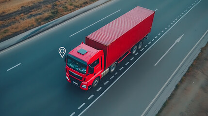 Aufkleber - gps tracking of moving truck with container on map top view logistics concept