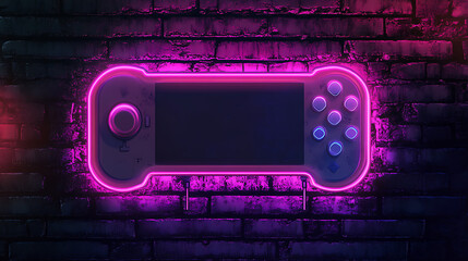 Aufkleber - Neon video game icon control game vector illustration, light banner