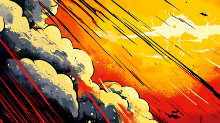Aufkleber - Comic abstract pop art background featuring a thunder illustration