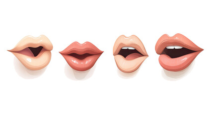 Poster - illustrations of women's lips showing emotions generative ai