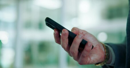 Aufkleber - Business, hands and typing with phone in office for text message, check notifications or writing email. Professional person, closeup and smartphone for corporate research, communication or networking