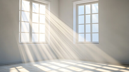Poster - new plastic window frames, sun rays coming through the window