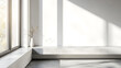 © CreativeCreations - Samples of modern window profiles on sill indoors, space for text, Installation service
