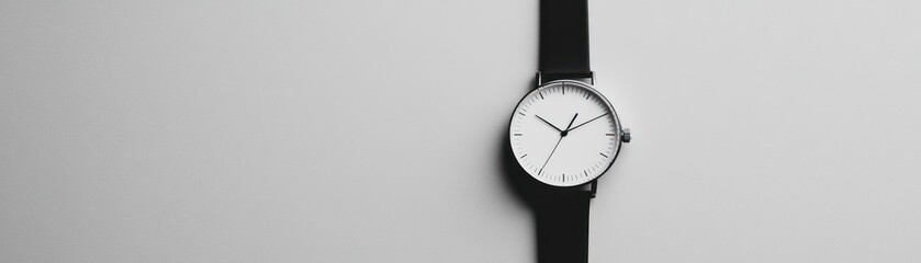 Poster - A Minimalist Wristwatch with a Black Strap and White Face