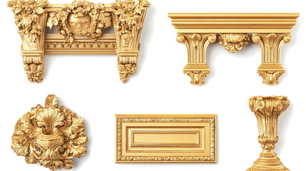 Poster - Luxurious Gold Picture Frames Set for Elegant Wall Art Displays Generative AI