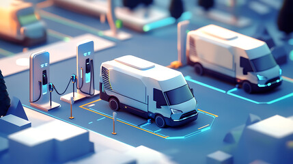 Aufkleber - The transport concept is shown with an electric vehicle charging station and a number of vans