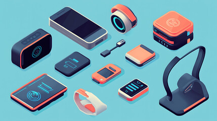 Leinwandbilder - Vector illustration of smart devices infographics featuring trendy wearable electronics