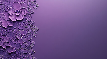 Aufkleber - Violet purple background with lace, inspired floral patterns on the left side, creating an elegant and sophisticated design for a banner or poster template