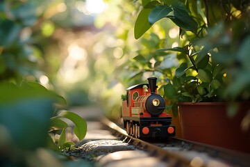 toy train in the garden