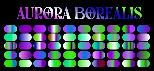 Wall Mural - Colorful vector gradients of green, purple and blue colors of bright shades similar to northern lights.