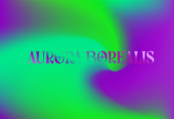 Wall Mural - The background displays a vibrant gradient of green and purple, resembling the colors of the northern lights. 