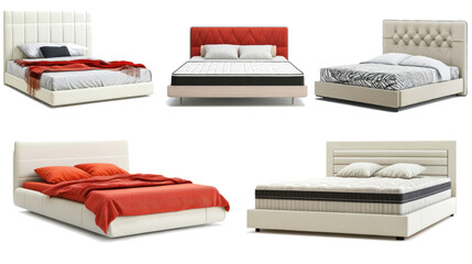Poster - Modern Bed Collection With Varied Designs on Clear Background Generative AI