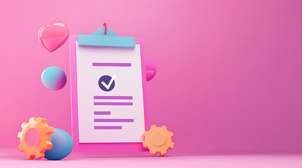 Poster - checkbox certificate for service quality in business iso certification and quality guarantee concept 3d illustration