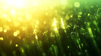 Leinwandbilder - green arrows pointing upwards, symbolizing growth and progress in business or public The sunlight creates a soft glow on the scene