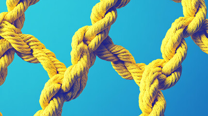 Poster - diverse ropes interconnected symbolizing collective effort integration and unity in teamwork business concept illustration