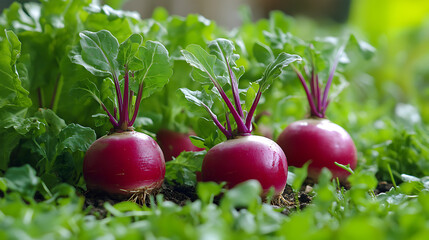 Poster - organic vegetables and herbs growing in the garden