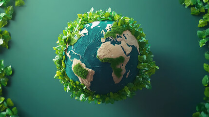 Poster - ecofriendly planet earth lush green foliage renewable energy symbols corporate responsibility concept