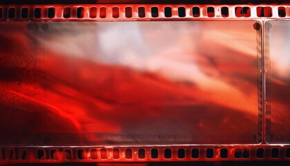Aufkleber - 35mm Vintage Film Strip with Dramatic Red and Orange Light Leaks, Scratches, and Grain Texture. Ideal for Retro Aesthetic Backgrounds, Analog Photography Overlays, or Cinematic Design Projects