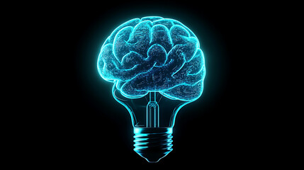 Poster - glowing brain lightbulb symbolizing artificial intelligence and innovation concept digital illustration