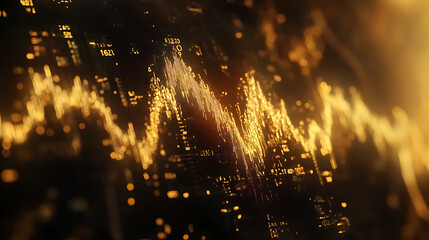 Aufkleber - golden financial graph on black background stock market investment success