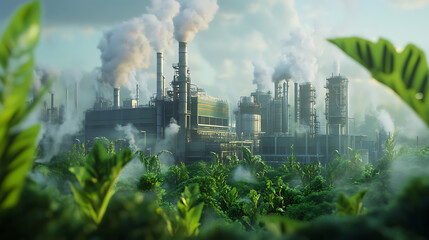 Aufkleber - green industry ecofriendly factory with sustainable energy and low carbon footprint