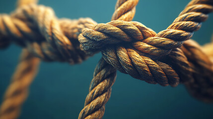 Poster - metaphorical representation of collective effort integration and unity depicted as diverse ropes intertwined in a cohesive partnership conceptual 3d render