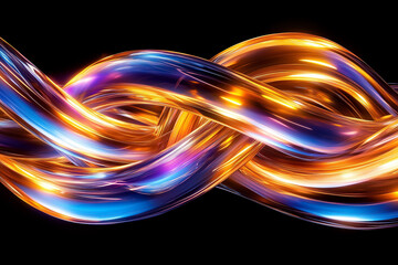 Poster - Intertwining strands of glowing fiber optics emit vibrant colors, creating a captivating display of light and energy