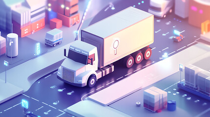Aufkleber - smart fleet management system visualized with aipowered predictive analytics and realtime optimization digital illustration