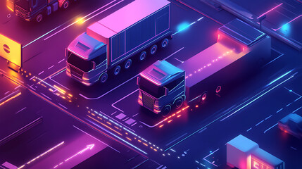 Aufkleber - smart fleet management system visualized with aipowered predictive analytics and realtime optimization digital illustration