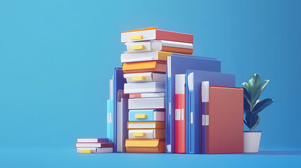 Poster - stacked document folders and files business office storage concept