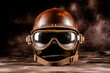 © ZaStock - This unique safety helmet with goggles inspires adventure and exploration under dramatic lighting