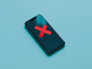 Red X on Smartphone Screen.