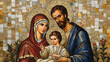 © Prasanth - Mosaic of the Holy Family, with Jesus, Mary, and Joseph in an elegant, ancient art style, reflecting devotion and faith