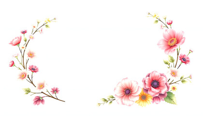 Wreath of floral and flower illustration isolated with white shades, png