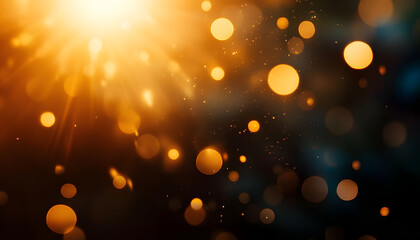 Wall Mural - blur glow overlay bokeh rays sunlight beam glare gleam leak defocused golden orange black light flec