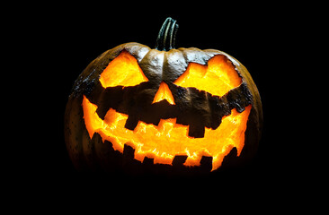 Real Jack O Lantern for halloween isolated on black background