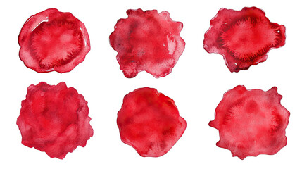 Poster - Set of Red Watercolor Stains on a Transparent Background Generative AI
