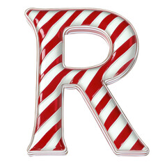 candy cane style R alphabet Realistic 3D on white background.