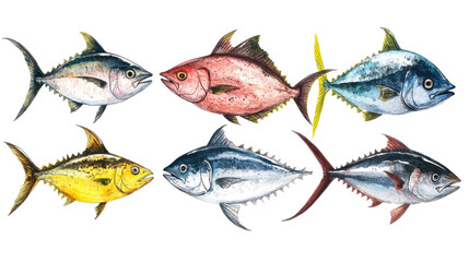 Poster - Varied Tuna Species Showcasing Unique Traits Generative AI